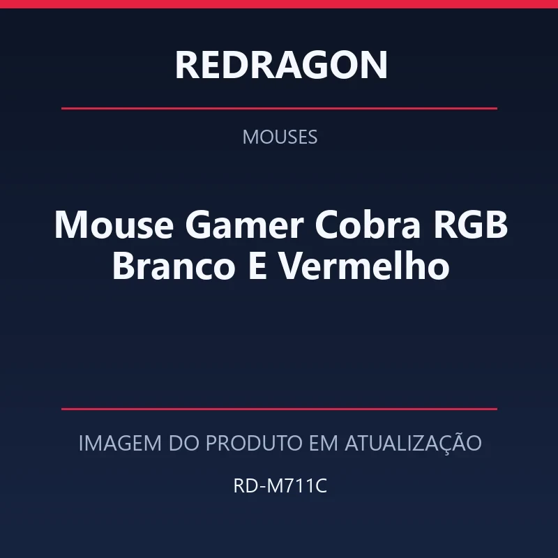 Mouse Gamer Cobra RGB Branco E Vermelho