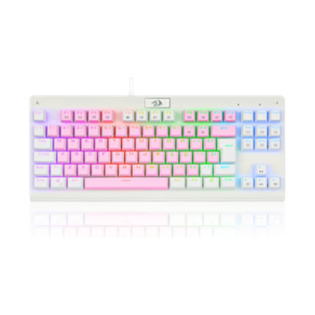 Teclado Mecânico Gamer Dark Avenger RGB Rosa E Branco Switch Marrom