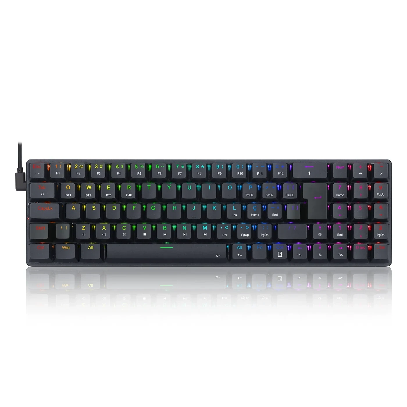 Teclado Mecânico Gamer Ashe PRO RGB Preto Switch Marrom