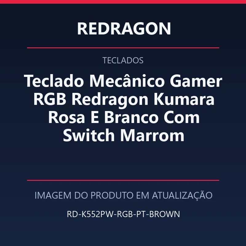 Teclado Mecânico Gamer RGB Redragon Kumara Rosa E Branco Com Switch Marrom