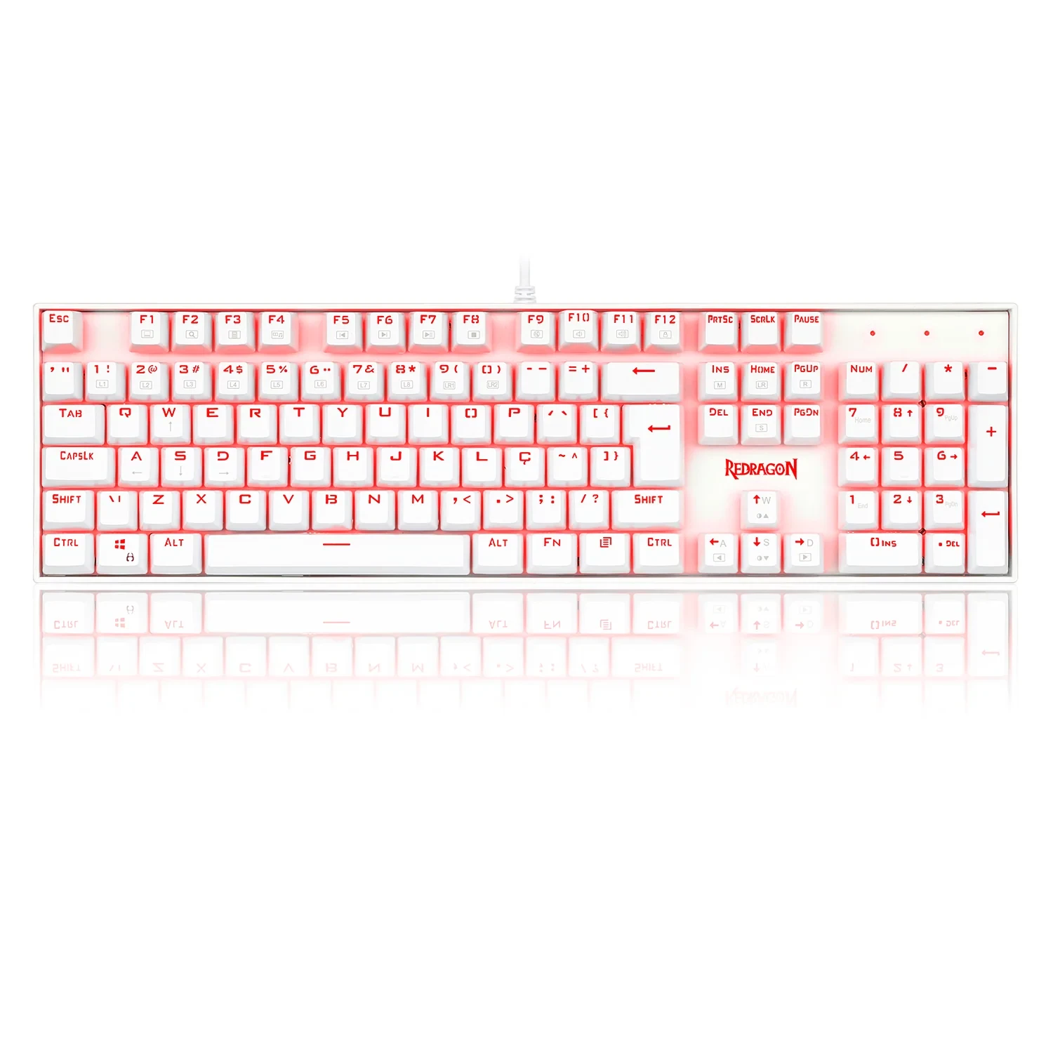 Teclado Mecânico Mitra Single Color Lunar White Switch Vermelho