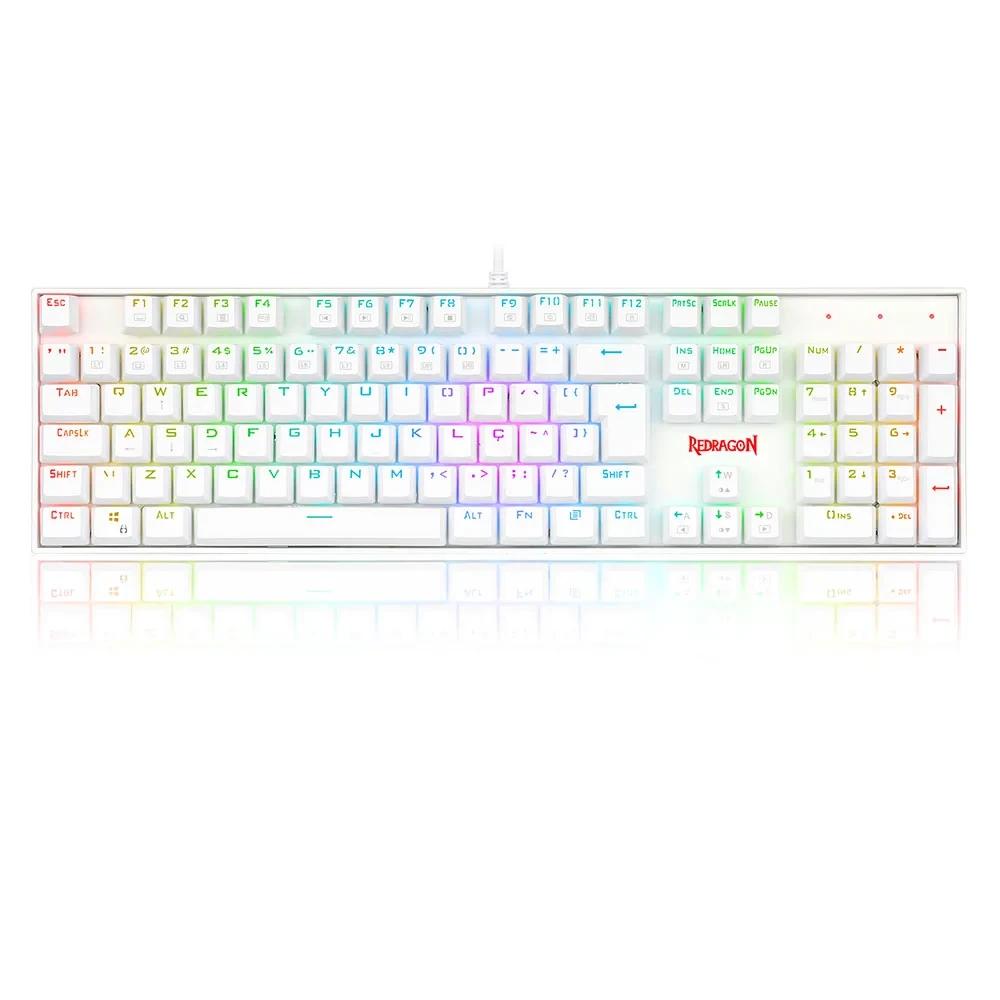 Teclado Mecânico Mitra RGB Branco Switch Vermelho