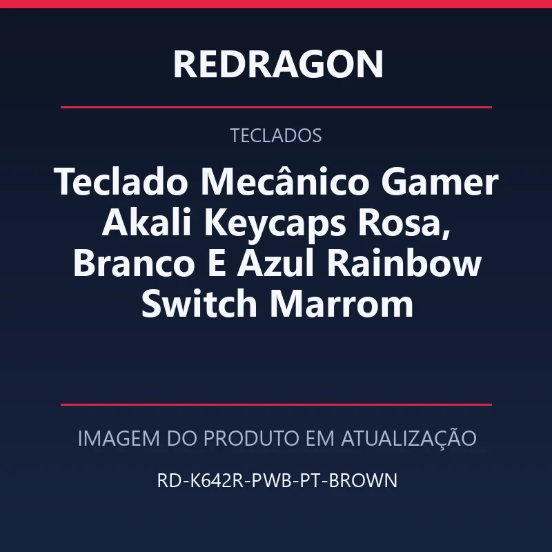 Teclado Mecânico Gamer Akali Keycaps Rosa, Branco E Azul Rainbow Switch Marrom