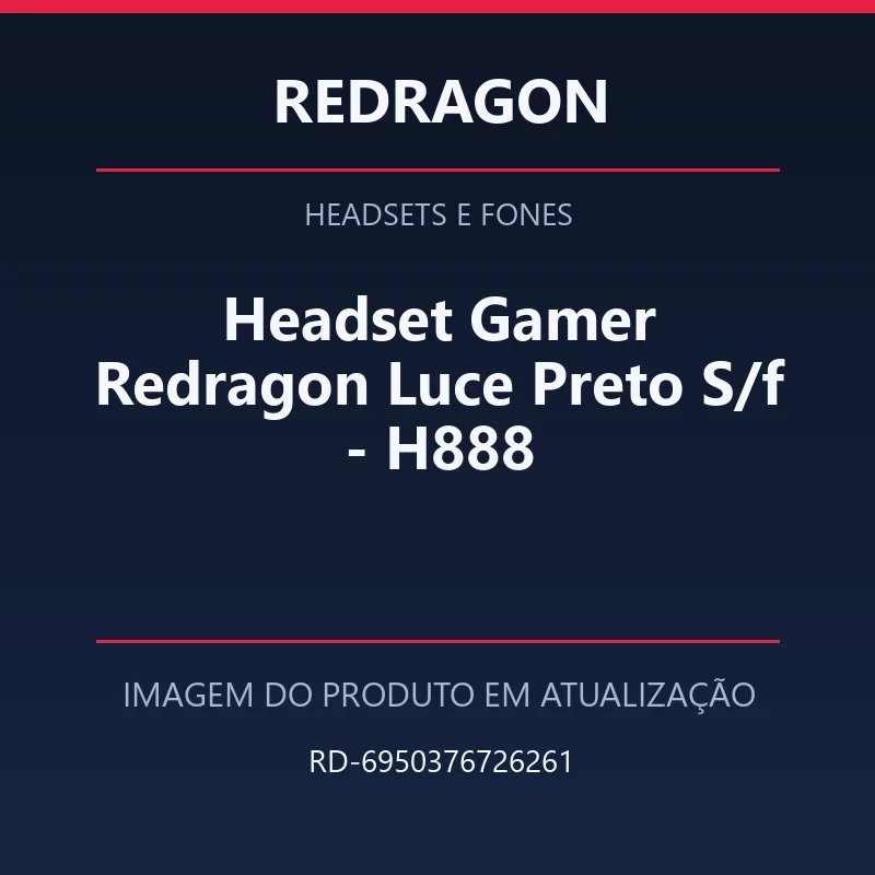 Headset Gamer Redragon Luce Preto S/f - H888