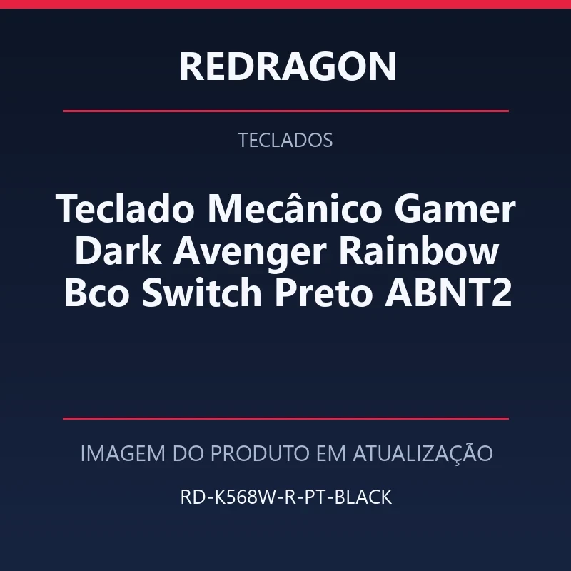 Teclado Mecânico Gamer Dark Avenger Rainbow Bco Switch Preto ABNT2