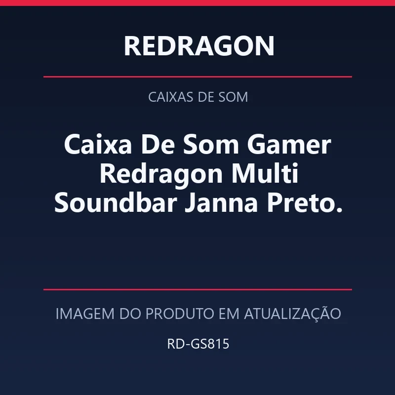 Caixa De Som Gamer Redragon Multi Soundbar Janna Preto.