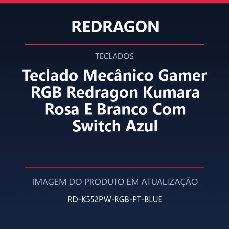 Teclado Mecânico Gamer RGB Redragon Kumara Rosa E Branco Com Switch Azul