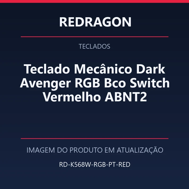 Teclado Mecânico Dark Avenger RGB Bco Switch Vermelho ABNT2