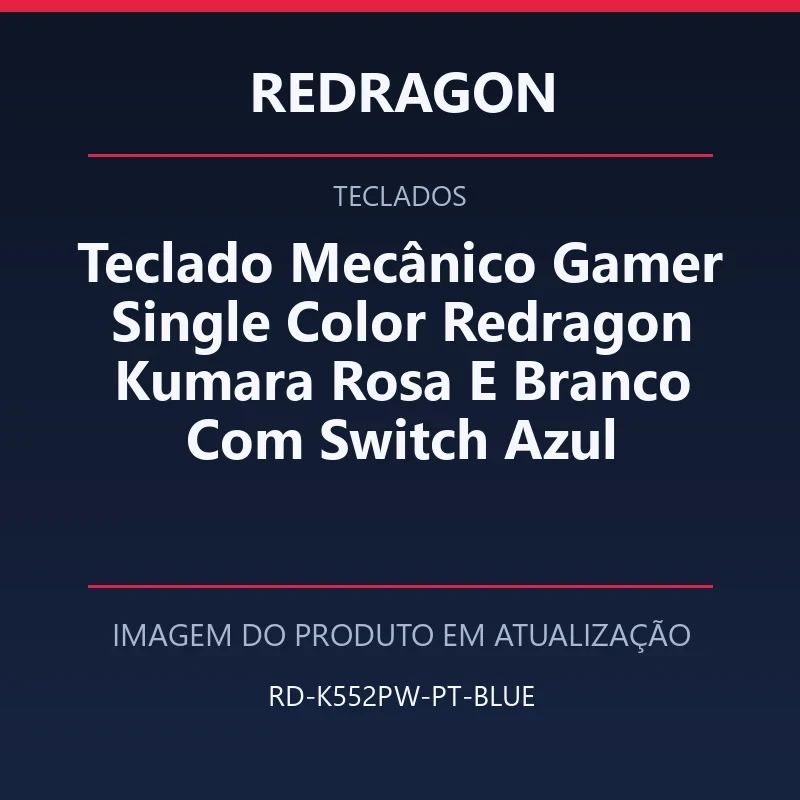 Teclado Mecânico Gamer Single Color Redragon Kumara Rosa E Branco Com Switch Azul