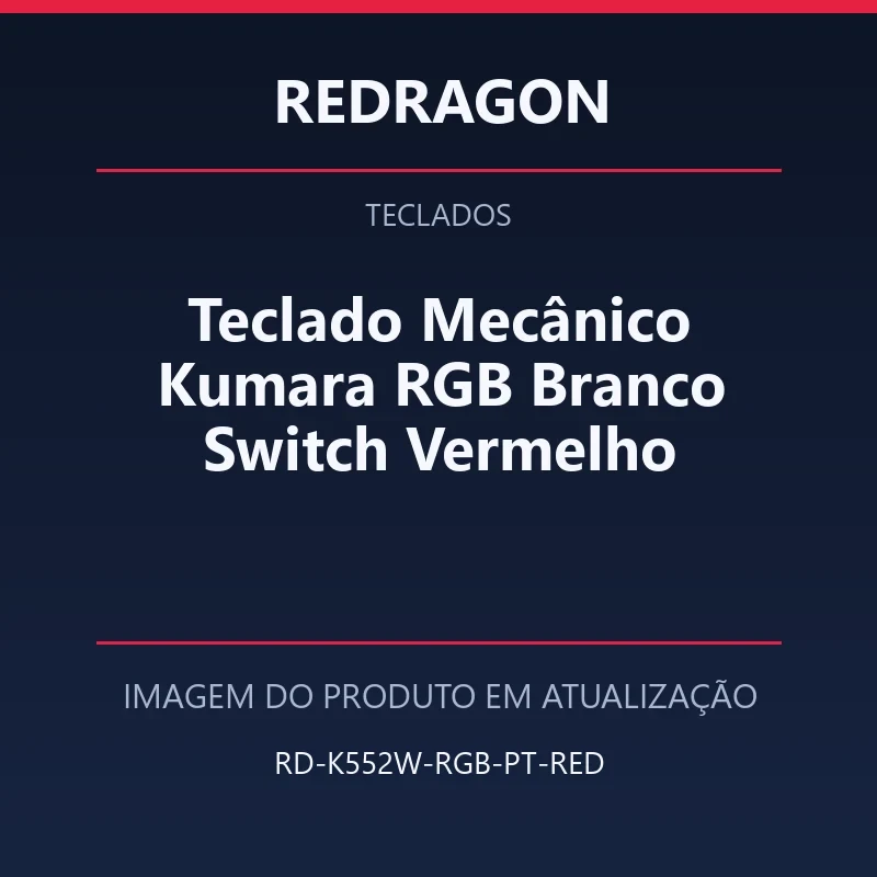 Teclado Mecânico Kumara RGB Branco Switch Vermelho