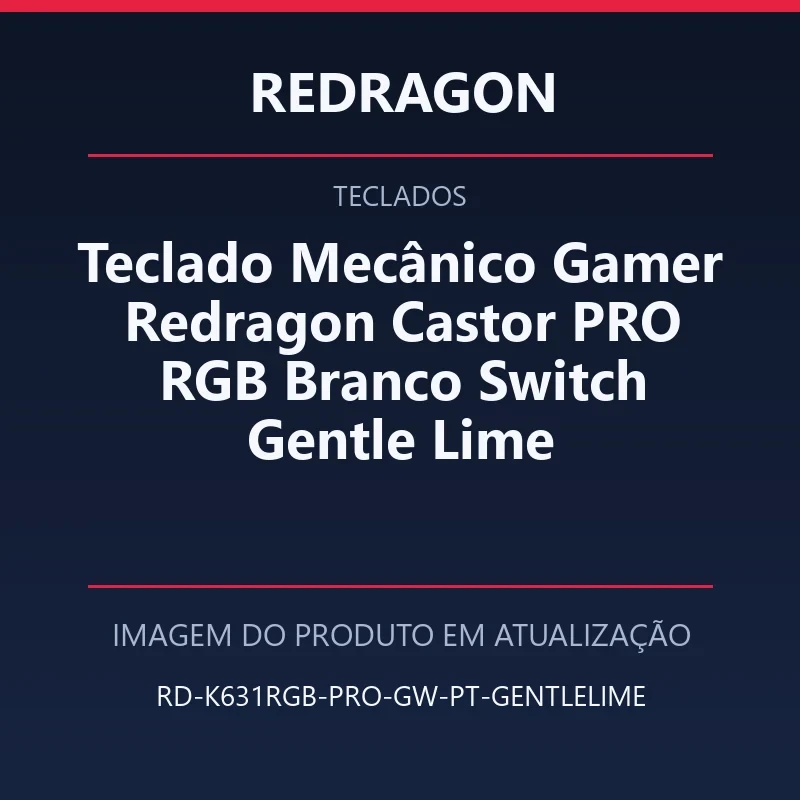 Teclado Mecânico Gamer Redragon Castor PRO RGB Branco Switch Gentle Lime