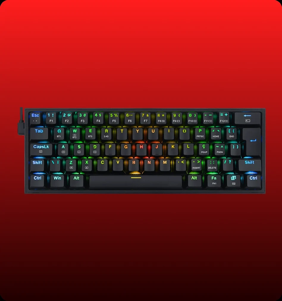 Teclado Mecânico Gamer Fizz PRO RGB Preto Switch Azul