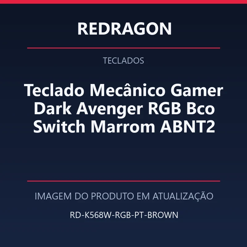 Teclado Mecânico Gamer Dark Avenger RGB Bco Switch Marrom ABNT2