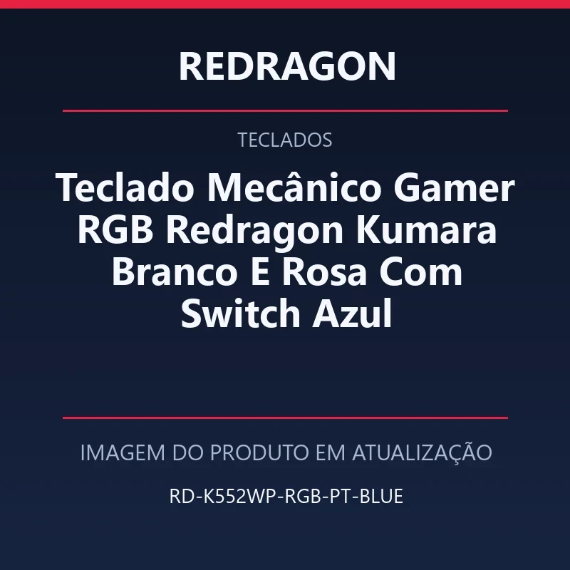 Teclado Mecânico Gamer RGB Redragon Kumara Branco E Rosa Com Switch Azul