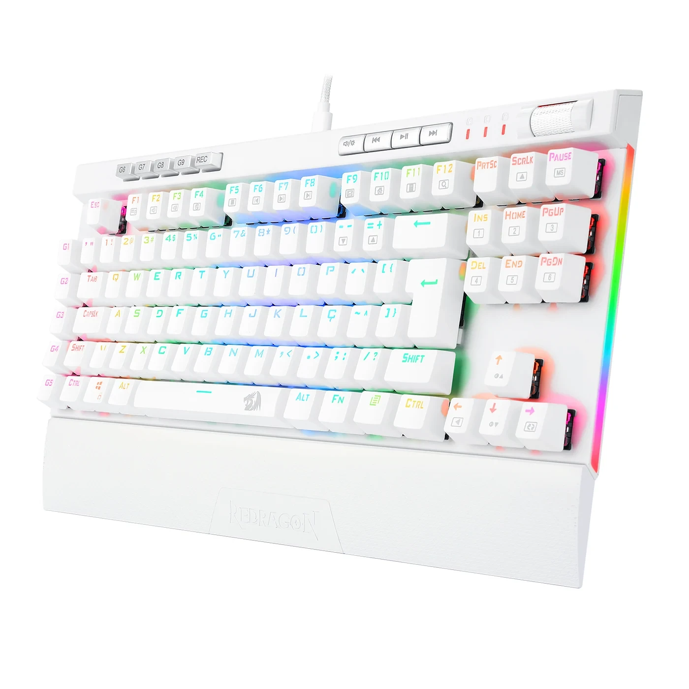 Teclado Óptico Gamer Magic-wand PRO RGB Branco Switch Vermelho ABNT2