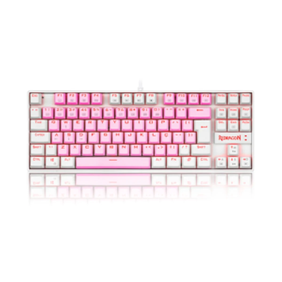 Teclado Mecânico Gamer Single Color Redragon Kumara Branco E Rosa Com Switch Marrom