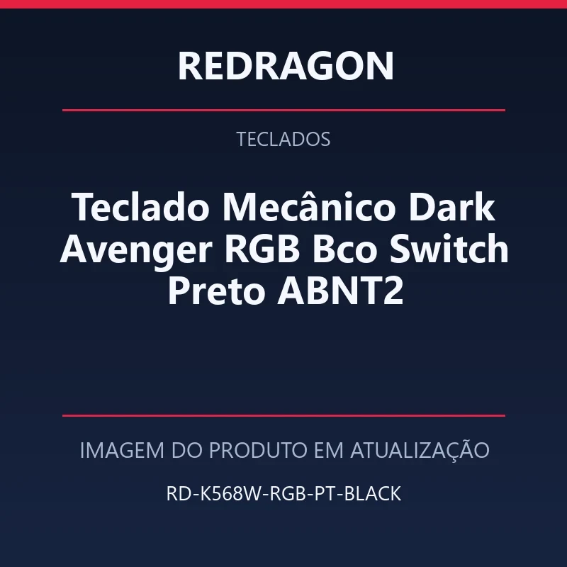 Teclado Mecânico Dark Avenger RGB Bco Switch Preto ABNT2