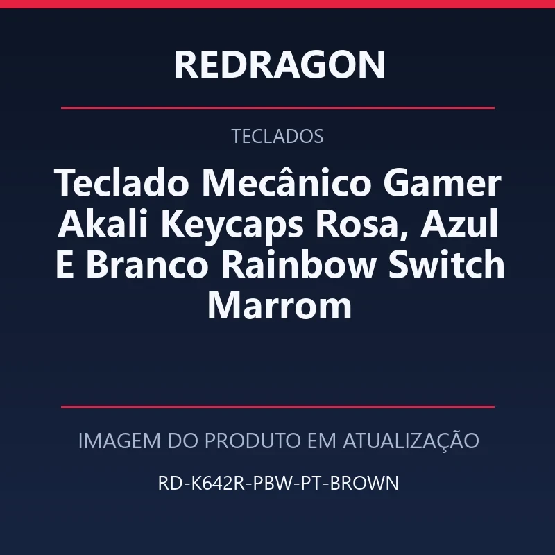 Teclado Mecânico Gamer Akali Keycaps Rosa, Azul E Branco Rainbow Switch Marrom