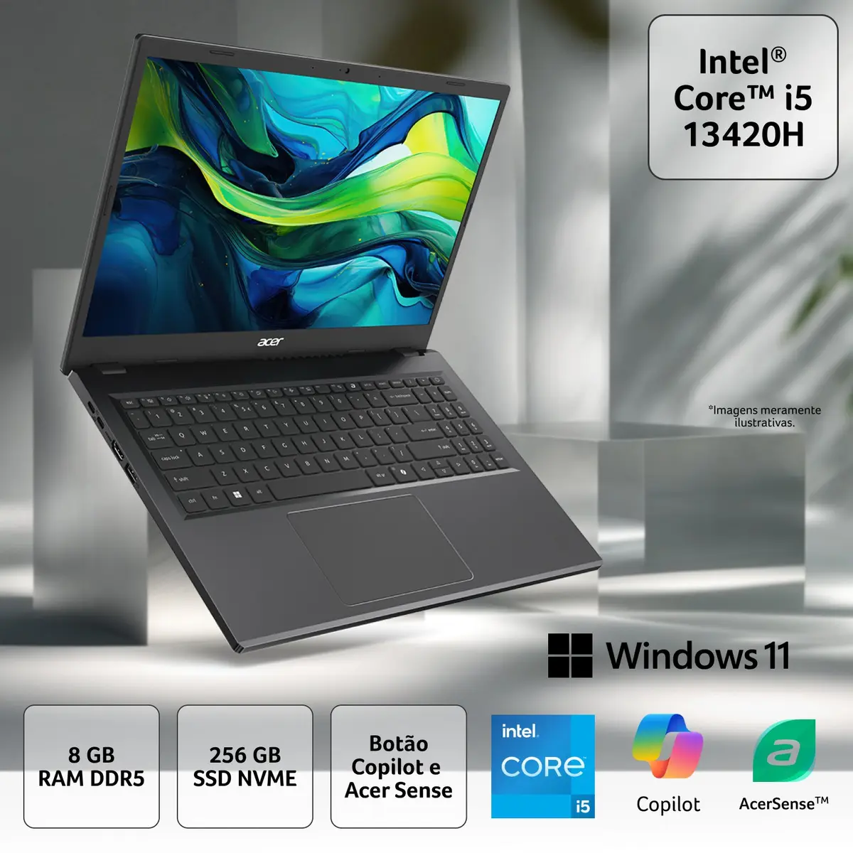 NOTEBOOK ACER AG15-71P-5939 INTEL CORE I5 13420H 8GB DDR5 SSD 256GB 15,6 TN WINDOWS 11 HOME