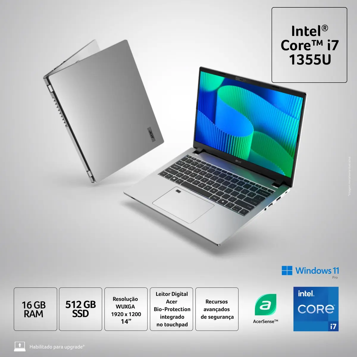 NOTEBOOK ACER TRAVELMATE TMP214-56-72UM INTEL CORE I7 1355U 16GB DDR5 SSD 512 14 WUXGA WINDOWS 11 PRO