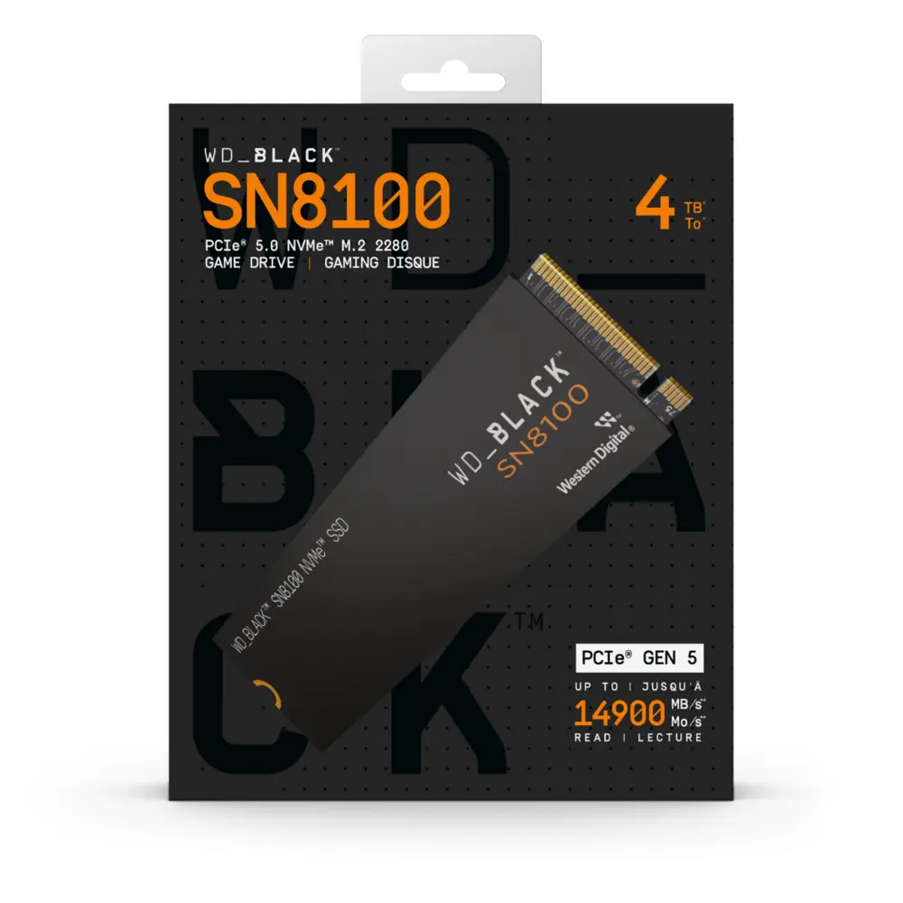 SSD WD BLACK 4TB SN8100 M.2 2280 NVME PCLE GEN5 LEITURA 14900MB/S GRAVACAO 14000MB/S WDS400T1X0M