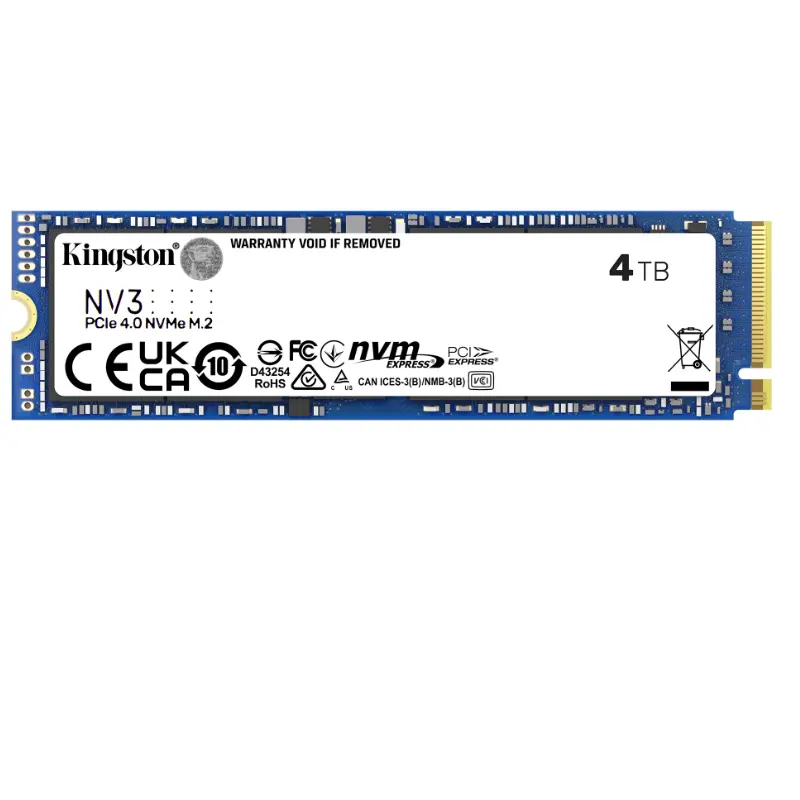 SSD KINGSTON 4TB NV3 M.2 2280 NVME PCIE 4.0 LEITURA 6000MB/S GRAVACAO 5000MB/S - SNV3S/4000G