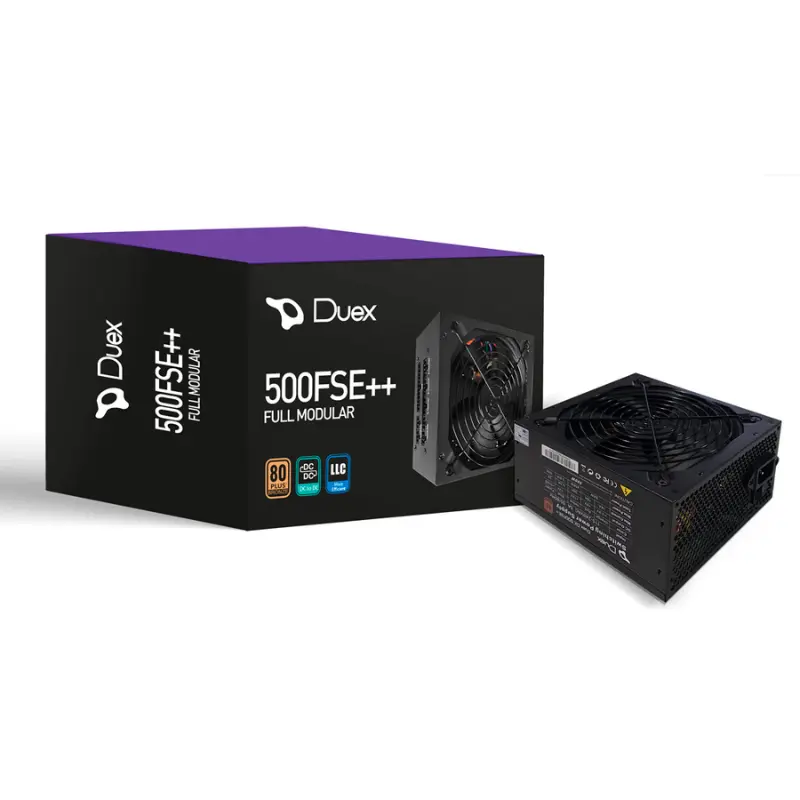 FONTE ATX FULL MODULAR 500W DX-500FSE++ COM CABO DE FORCA PFC ATIVO 80 PLUS BRONZE PRETO DUEX