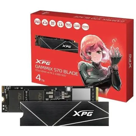 SSD XPG GAMMIX S70 BLADE 4TB M.2 2280 NVME PCIE GEN 4 X4 LEITURA 7400MB/S GRAVACAO 6800MB/S - AGAMMIXS70B-4T-CS
