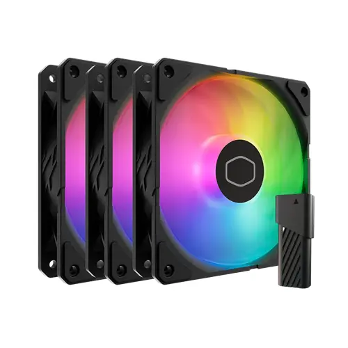 KIT COM 3 COOLER PARA GABINETE 12CM SICKLEFLOW EDGE PRETO ARGB COOLER MASTER