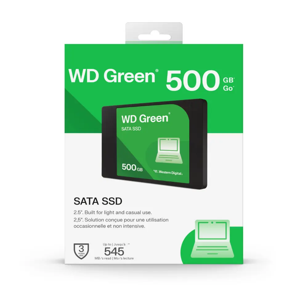 SSD WD GREEN 500GB SATA3 2.5 7MM LEITURA 545MB/S GRAVACAO 505MB/S WDS500G5G0A
