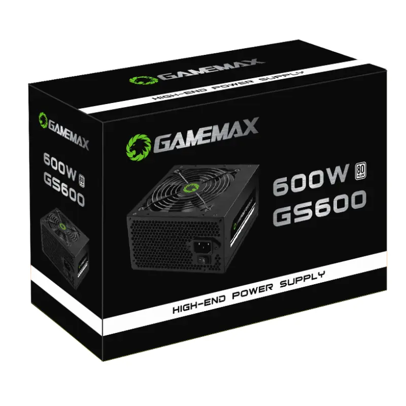 FONTE ATX 600W GS600 COM CABO PFC ATIVO 80 PLUS WHITE PRETO GAMEMAX