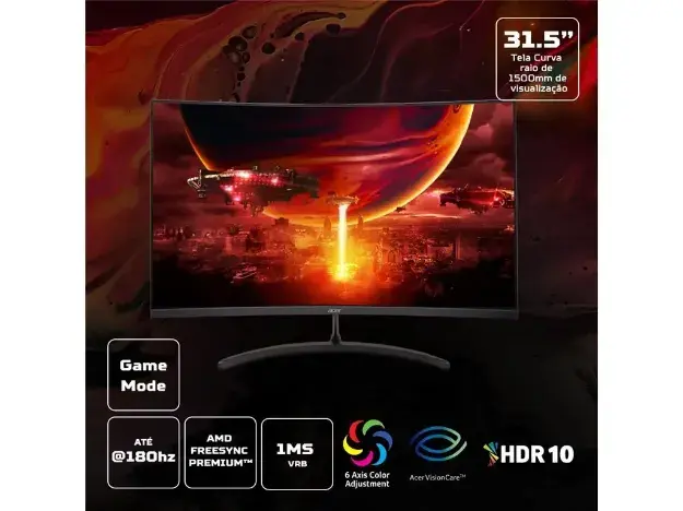 Monitor Gamer Acer Nitro 31.5" Curvo VA FHD 180Hz 1ms