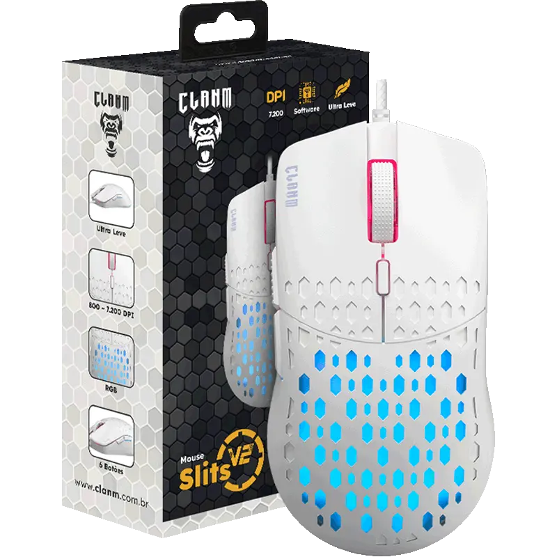Mouse Gamer Slits V2 Snow Clanm (Cód. 12805)