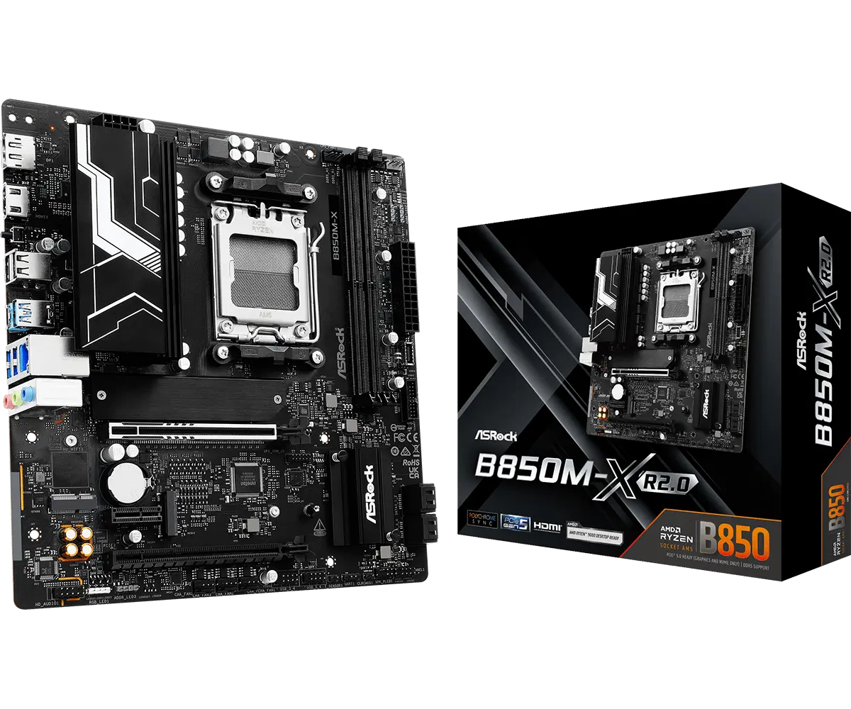 PLACA MAE ASROCK B850M-X R2.0 - RYZEN AM5 - DDR5 - MATX - M.2 - HDMI/DISPLAYPORT