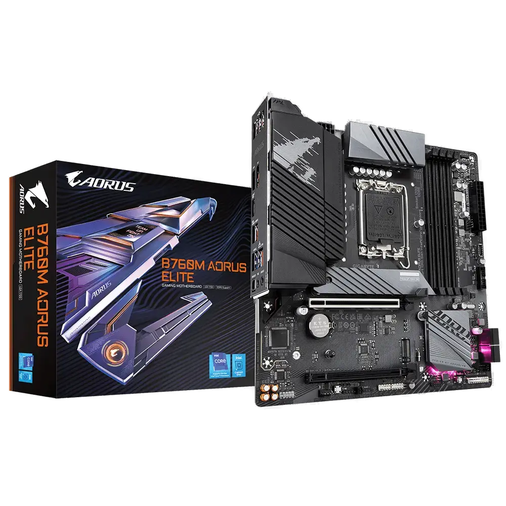 PLACA MAE GIGABYTE B760M AORUS ELITE - INTEL 1700 - DDR5 - MATX - M.2 NVME - HDMI/DISPLAYPORT