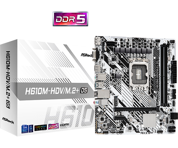 Placa-Mãe ASRock H610M-HDV/M.2+ D5 — LGA1700, DDR5, mATX